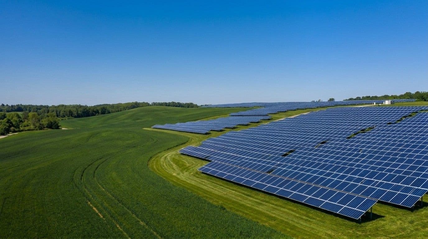 Ground-mounted solar farm on open land