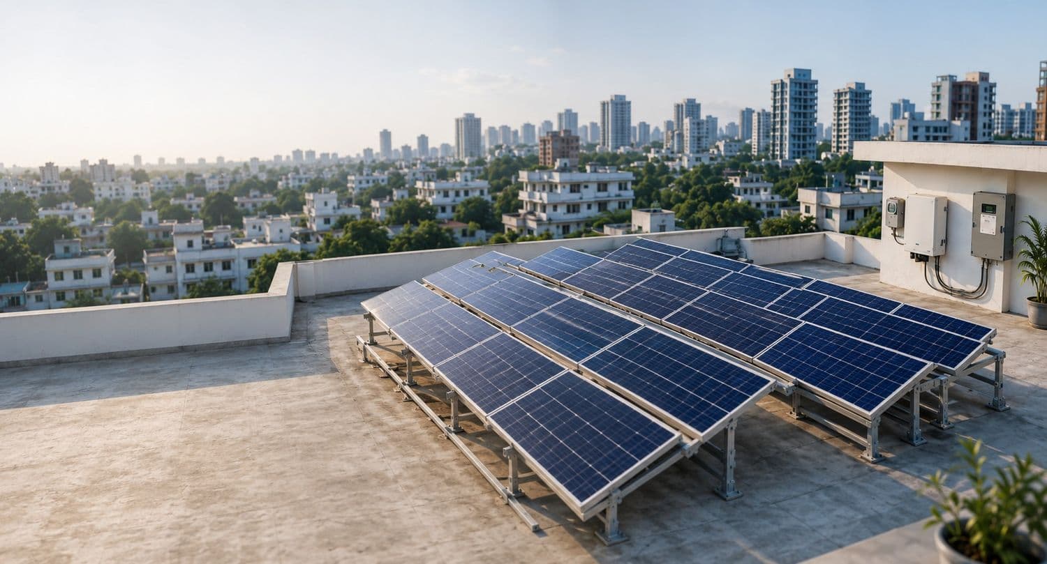 On-grid rooftop solar installation on Indian rooftop